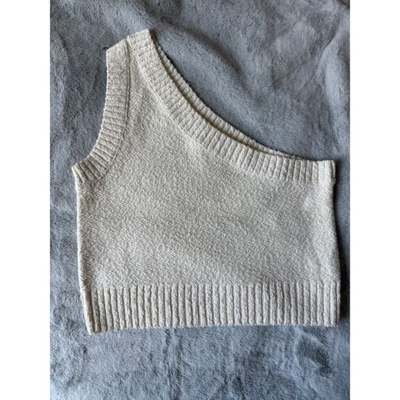 Madewell Cream One Shoulder Knit Sweater Tank Top M NWT Textured Soft Cotton - Picture 1 of 7